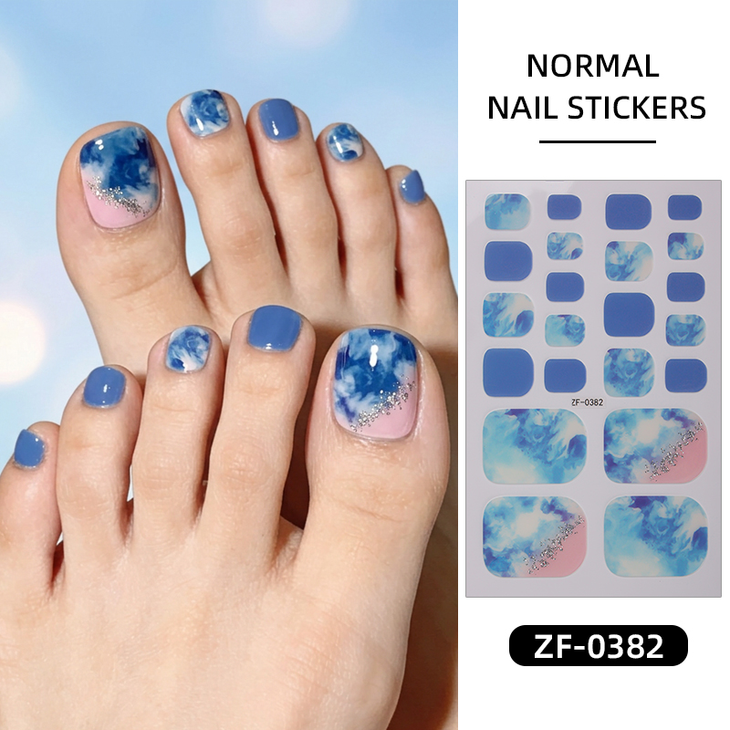 Nail Art Full Design - 22Tips Gradient Marble Toe Nail Stickers