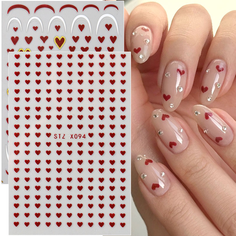 Nail Art Motif - 2pcs Mini Love Heart Nail Art