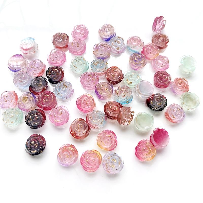 Nail Art Rose Gold - 50pcs New Gold Foil Resin Rose