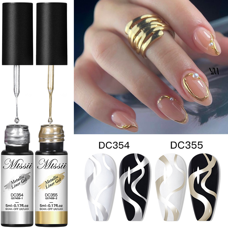 Nail Art Rose Gold - MTSSII 2/3Pcs Metallic Liner Gel Nail