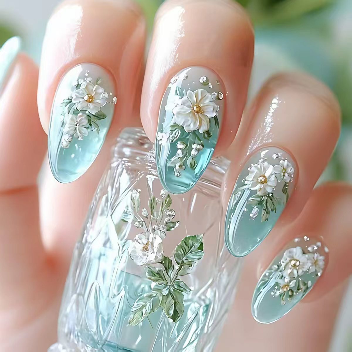 Nail Art Full Design - Medium fake nails for women girls