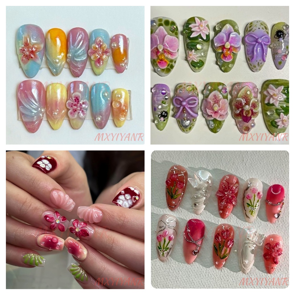 Nail Art Full Design - 10Pcs Manicure Handmade Art Press on