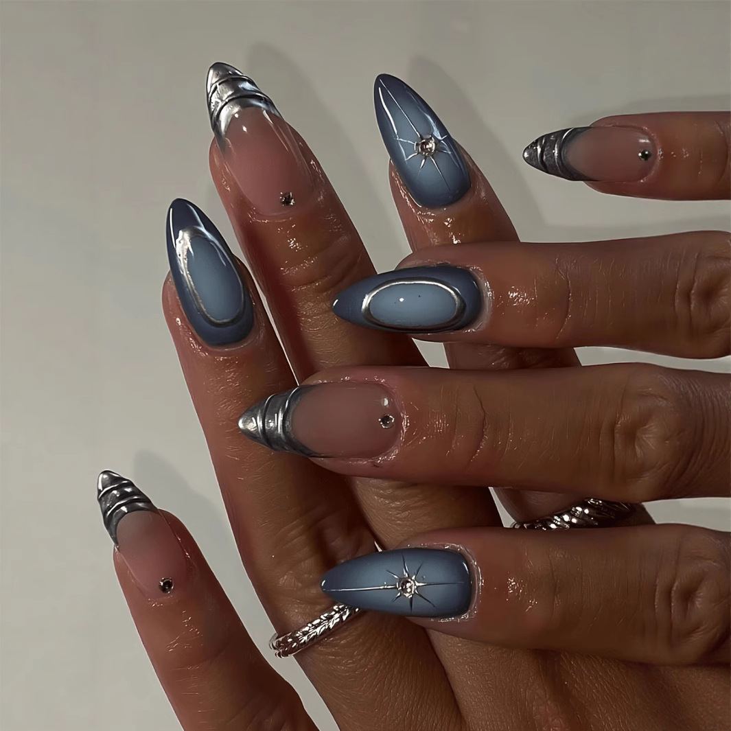 24Pcs Short Almond Nails Set F - đánh giá và giá Nail Art French Nails