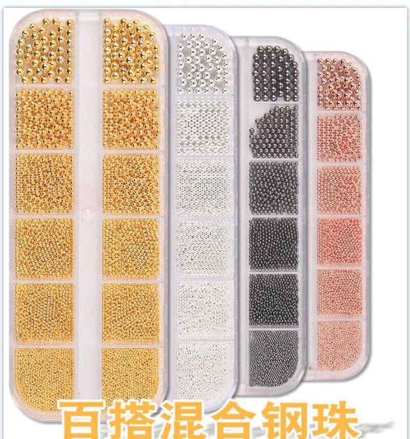 1Box 6Size 0.8-3.0mm Metal Bea - đánh giá và giá Nail Art Rose Gold