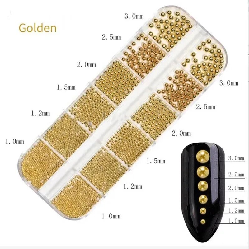1Box 6Size 0.8-3.0mm Metal Bea - đánh giá và giá Nail Art Rose Gold
