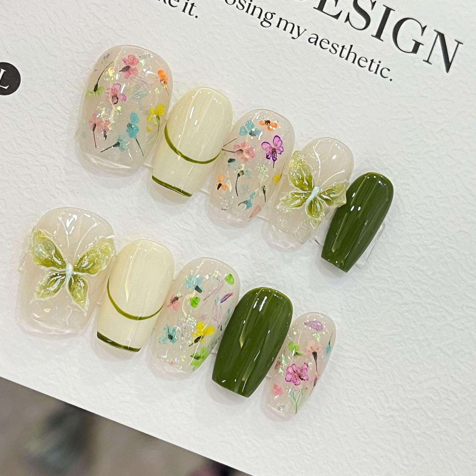 10pcs Butterfly Flower Fake Na - đánh giá và giá Nail Art French Nails
