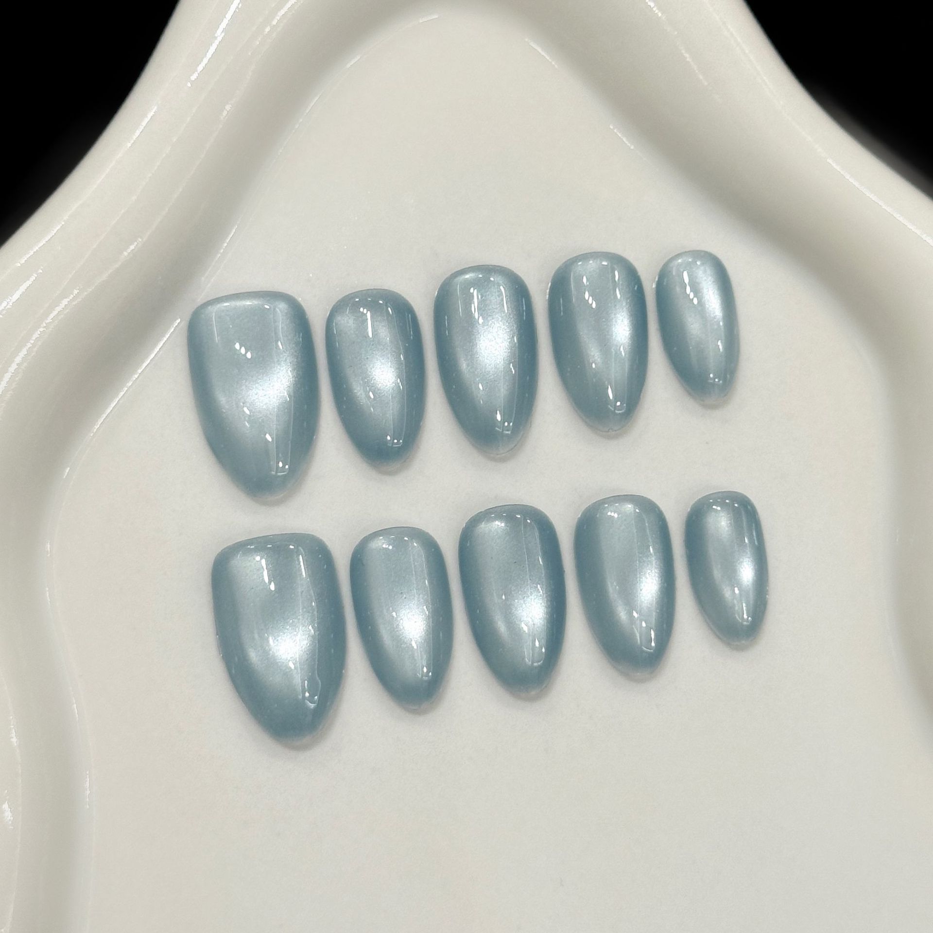 10Pcs Blue Cat Eye French Shor - đánh giá và giá Nail Art French Nails