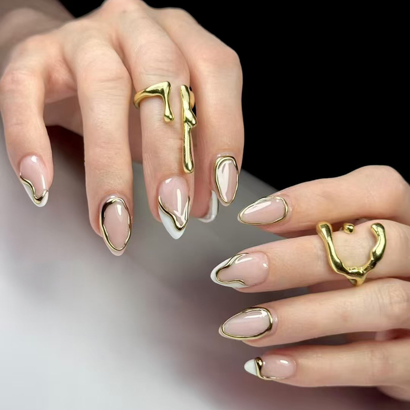 24Pcs Mid-length Almond Press  - đánh giá và giá Nail Art Full Design