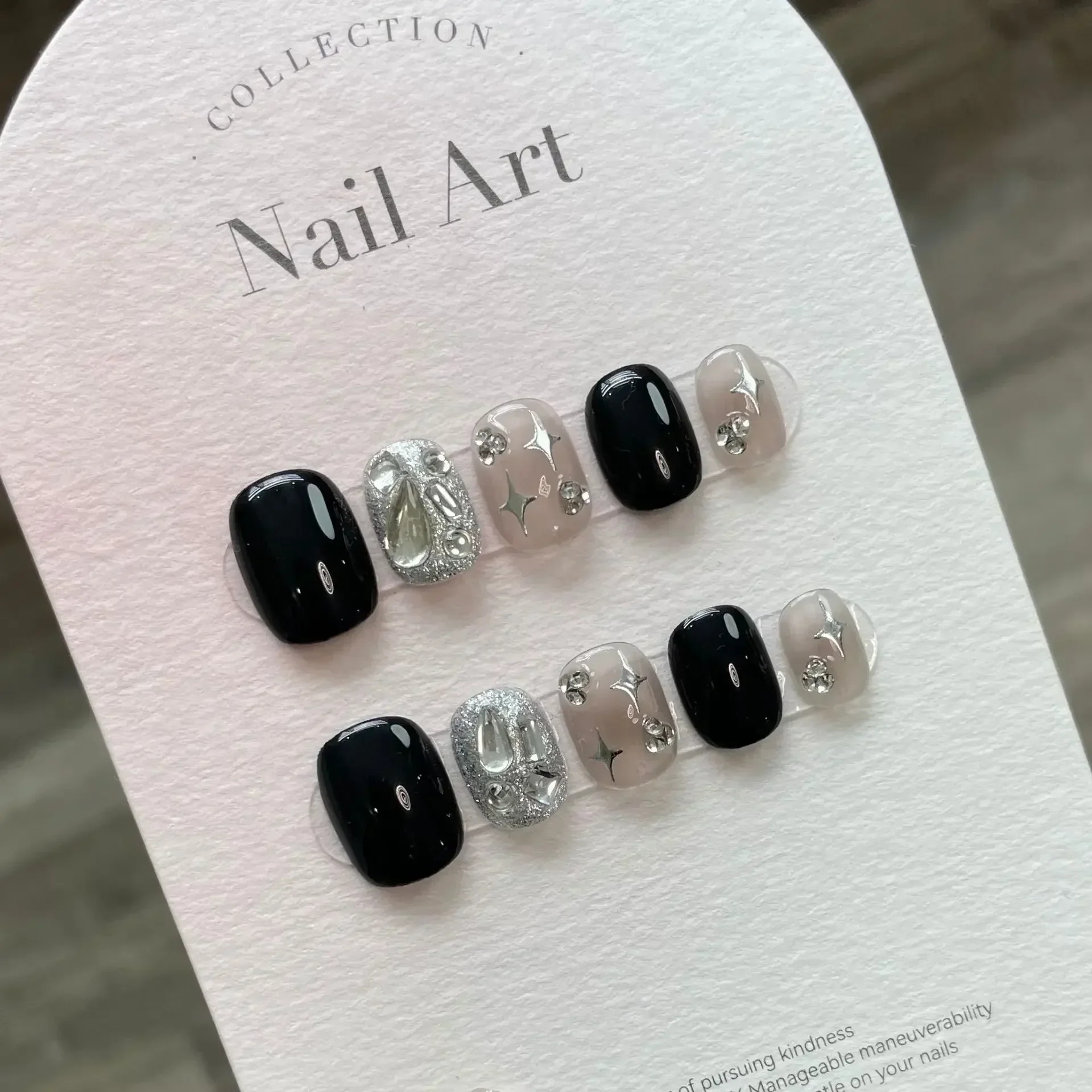 10Pcs Handmade Short Heart Dia - đánh giá và giá Nail Art Full Design