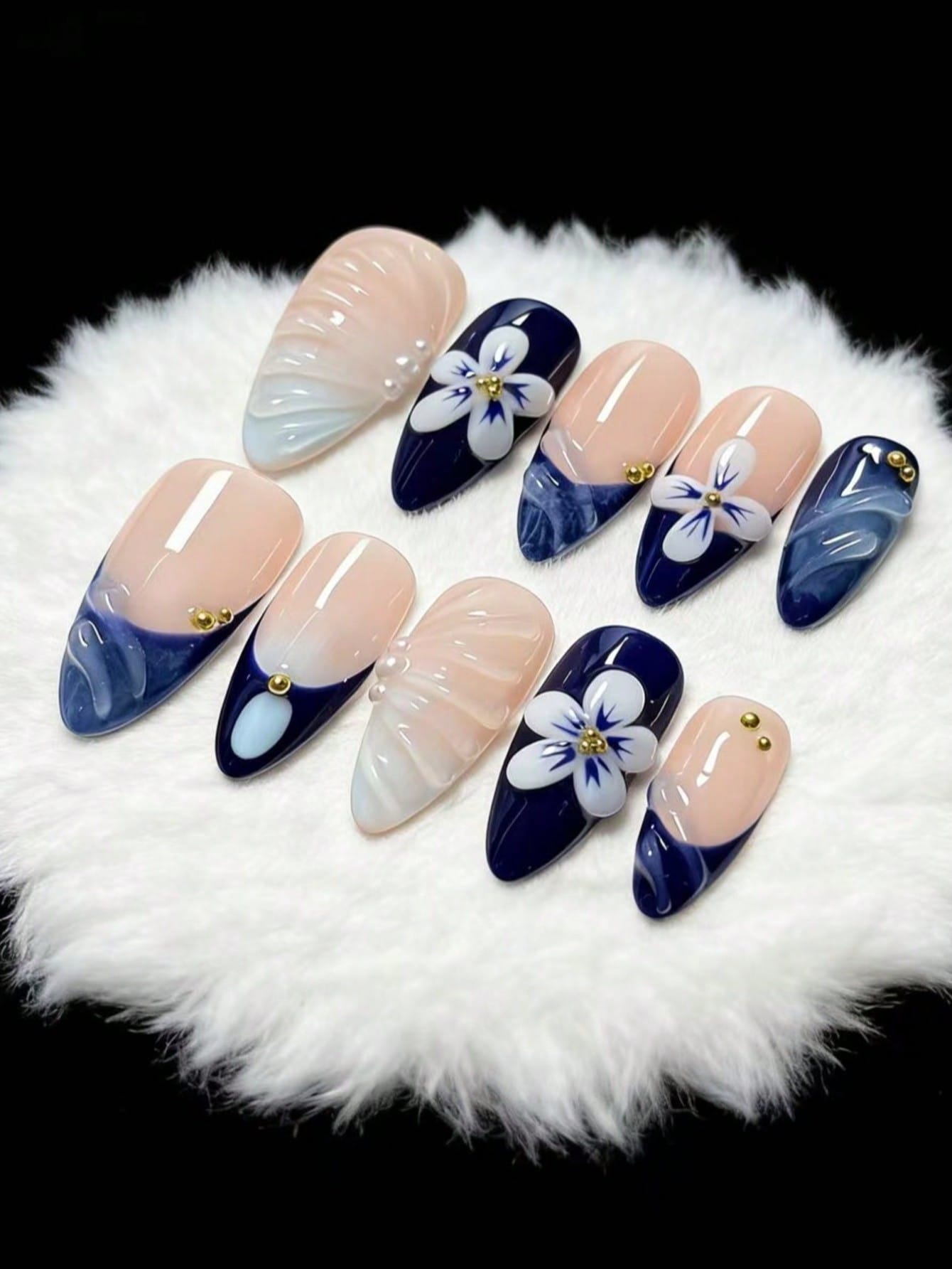 10-Piece Set of Embossed Wave- - đánh giá và giá Nail Art French Nails