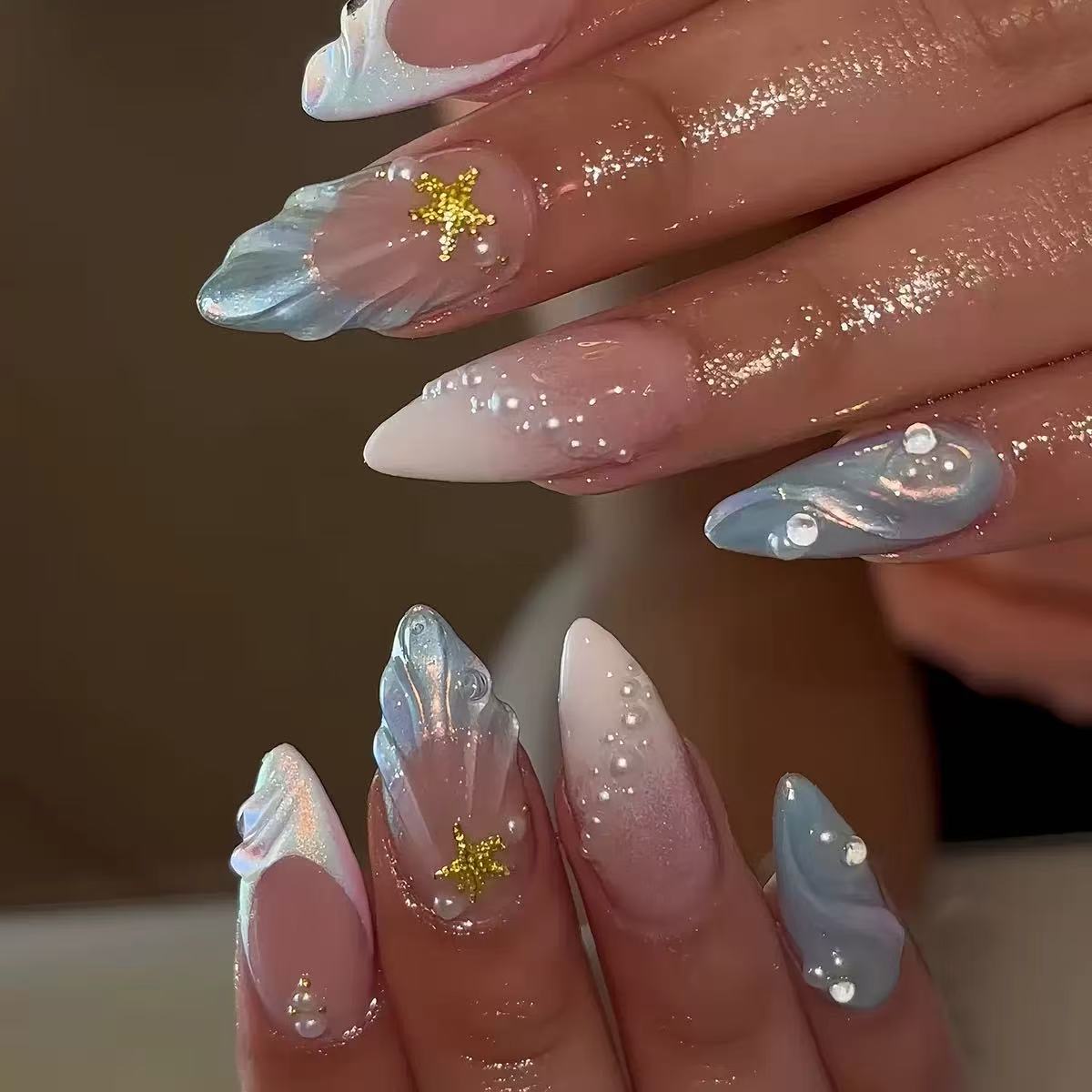 24pcs Short Oval 3D Gel Nail S - đánh giá và giá Nail Art French Nails