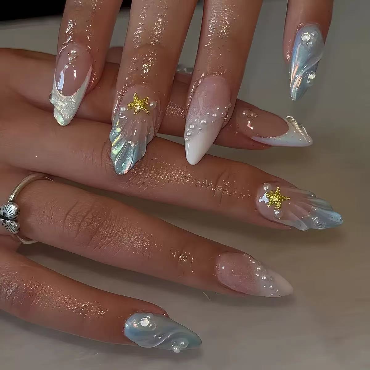 24pcs Short Oval 3D Gel Nail S - đánh giá và giá Nail Art French Nails