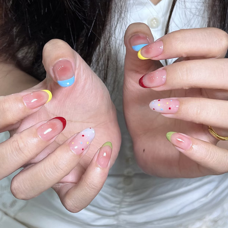 24Pcs Almond False Nails Sets  - đánh giá và giá Nail Art French Nails