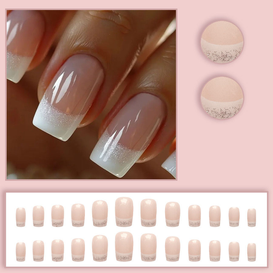 24pcs/set Medium Square fake n - đánh giá và giá Nail Art French Nails