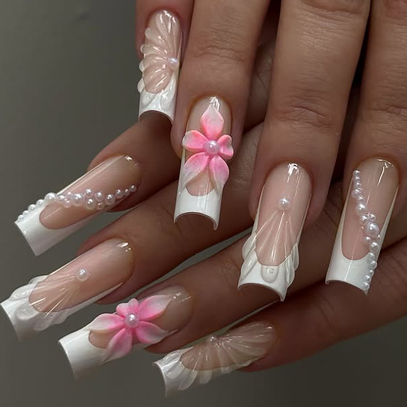 24Pcs Flower Long Sqaure Head  - đánh giá và giá Nail Art Full Design