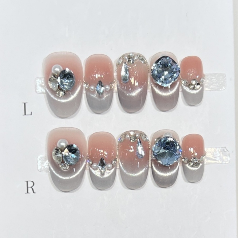 10pcs Short Oval Handmade Fake - đánh giá và giá Nail Art Full Design