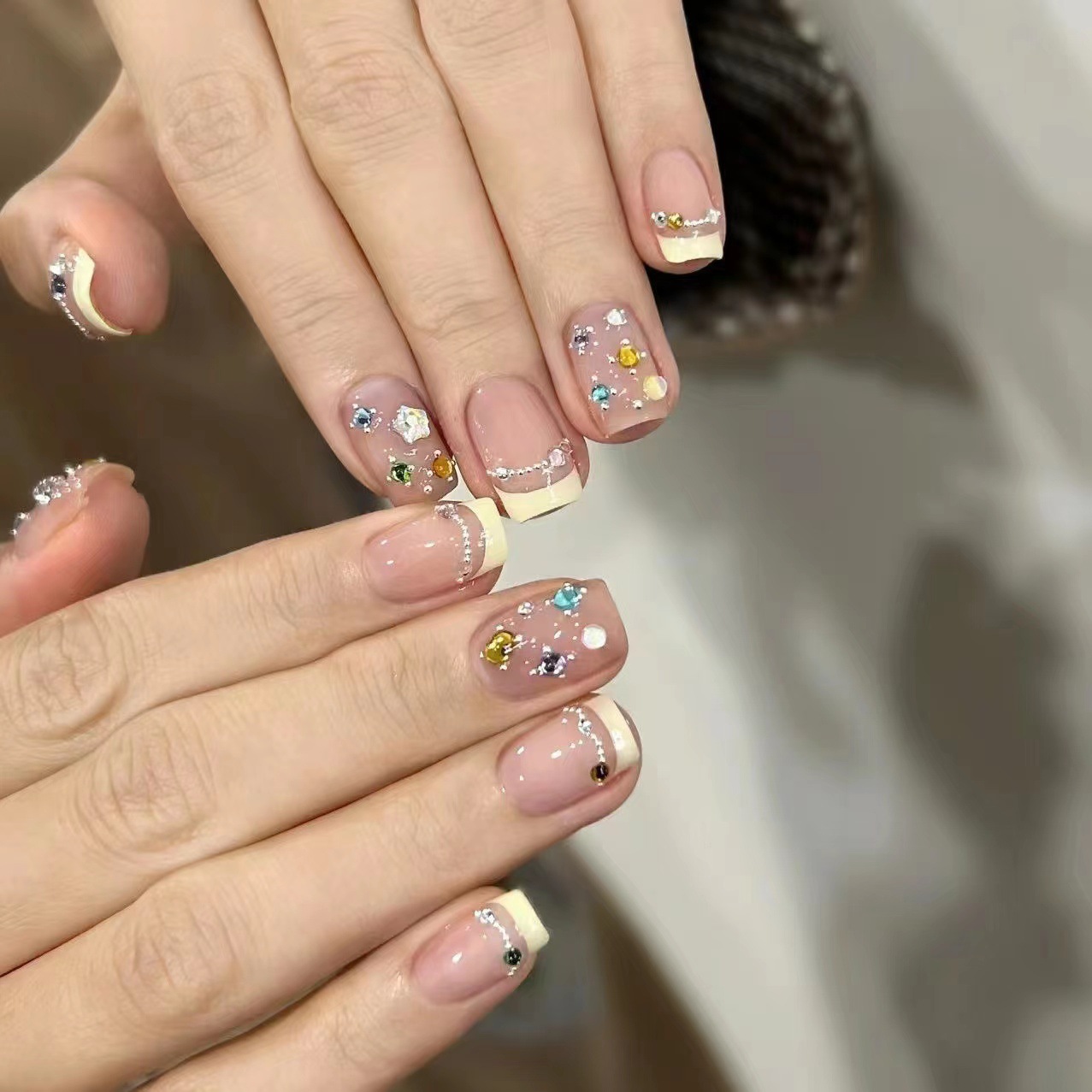10Pcs Short Square French Hand - đánh giá và giá Nail Art French Nails