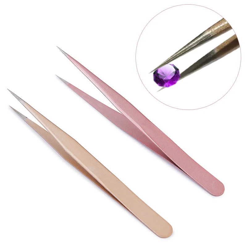 1Pc Straight Tweezer in Champa - đánh giá và giá Nail Art Rose Gold