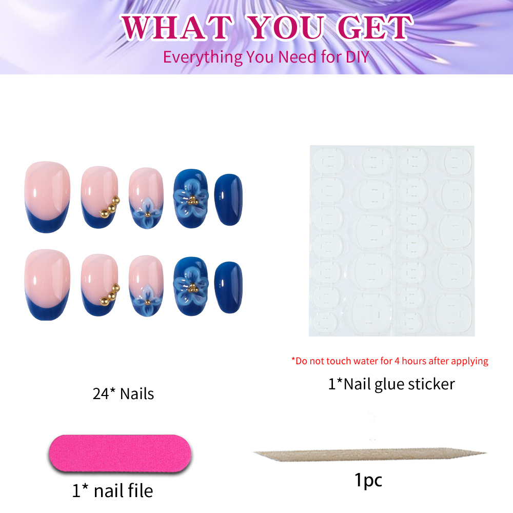 24pcs Short Oval 3D Gel Nail S - đánh giá và giá Nail Art French Nails