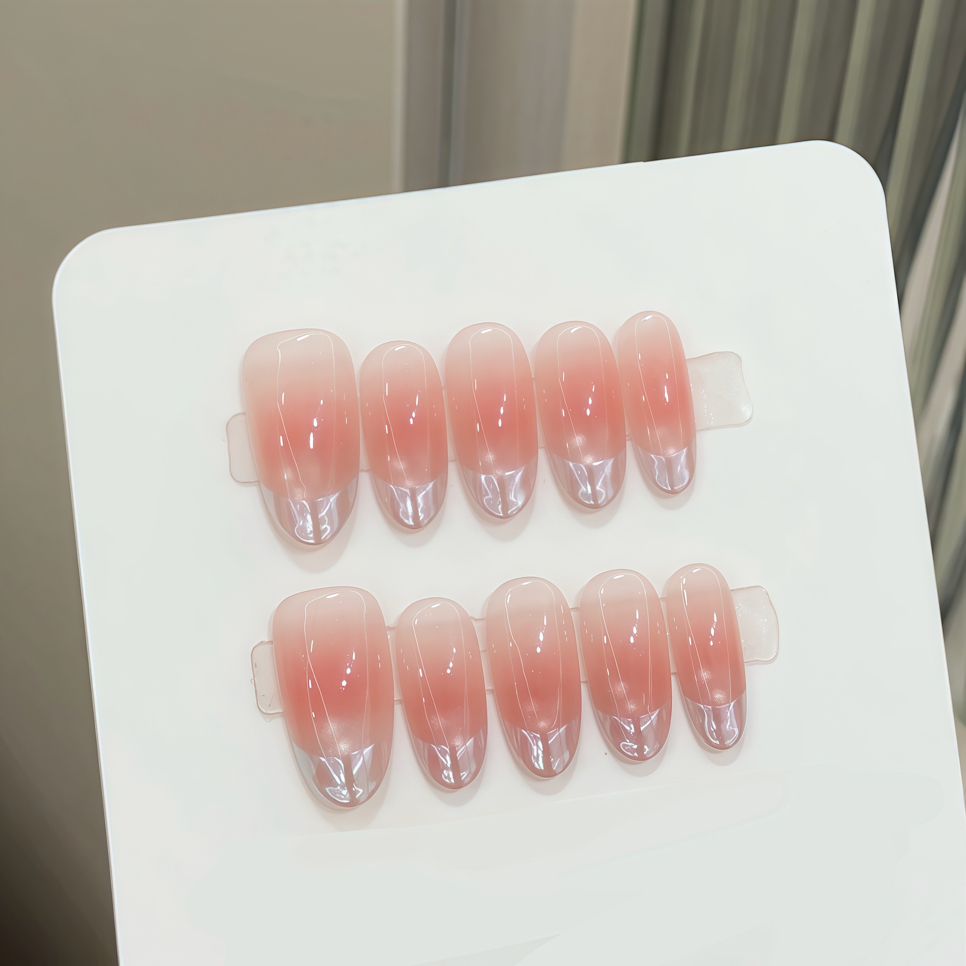 10pcs Pure Hand Pressed Oval N - đánh giá và giá Nail Art French Nails