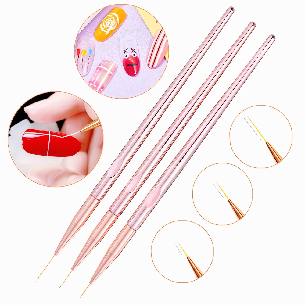3Pcs/Set Nail Art Brush Nail A - đánh giá và giá Nail Art Rose Gold
