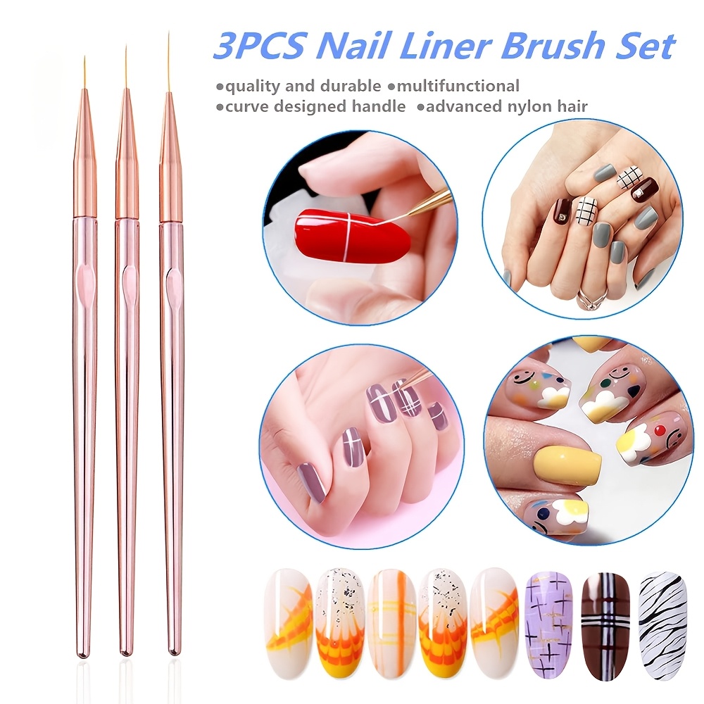 3Pcs/Set Nail Art Brush Nail A - đánh giá và giá Nail Art Rose Gold
