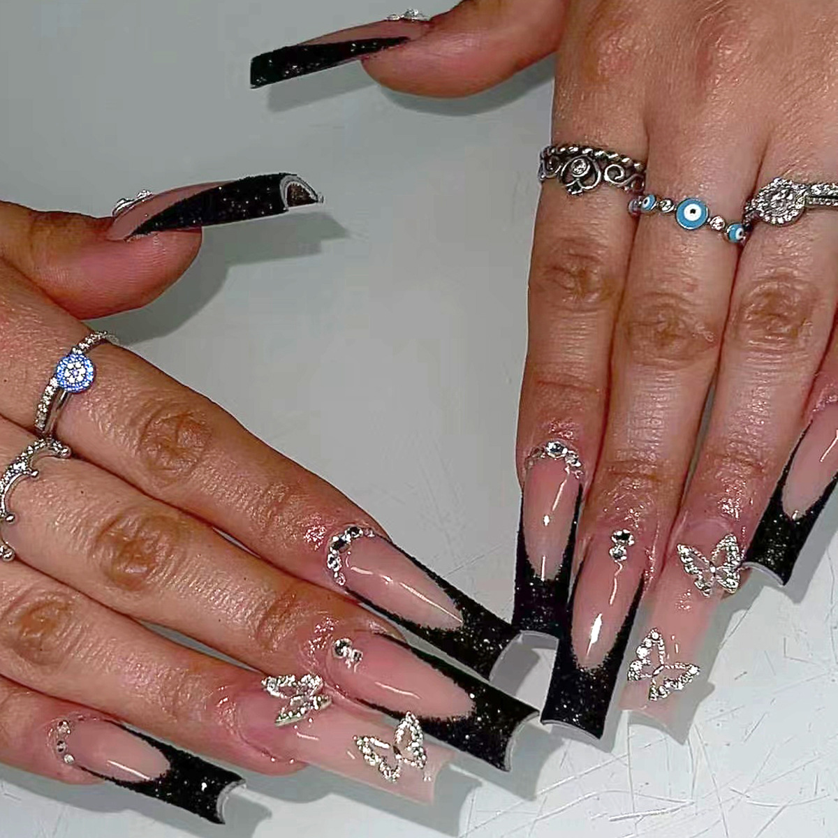 24pcs Black French Fake Nails  - đánh giá và giá Nail Art French Nails