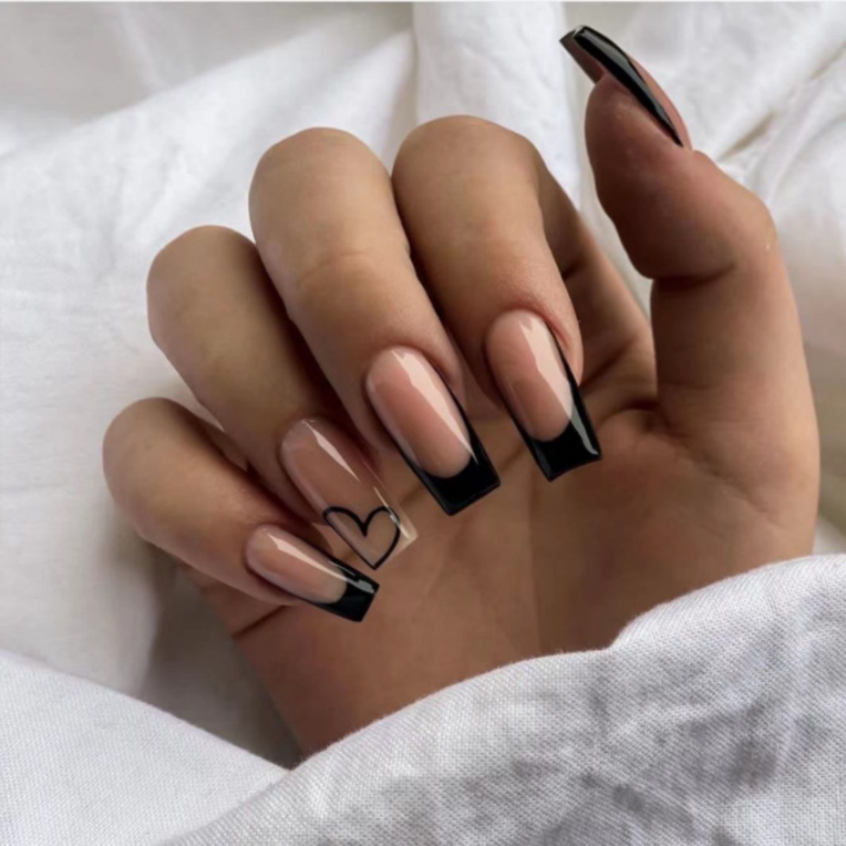 24pcs Black French Fake Nails  - đánh giá và giá Nail Art French Nails