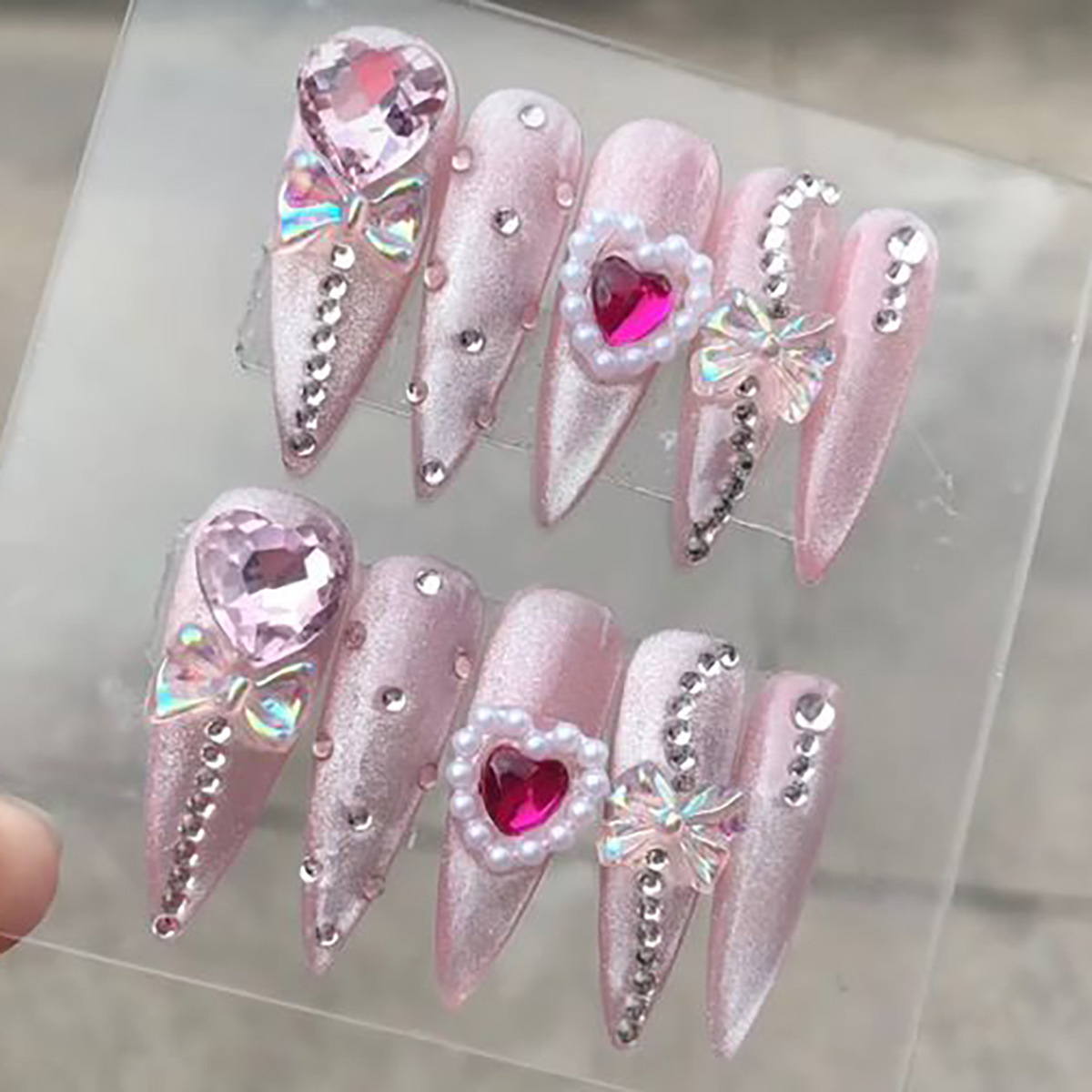 24pcs Cat's Eye Press on Nails - đánh giá và giá Nail Art Full Design
