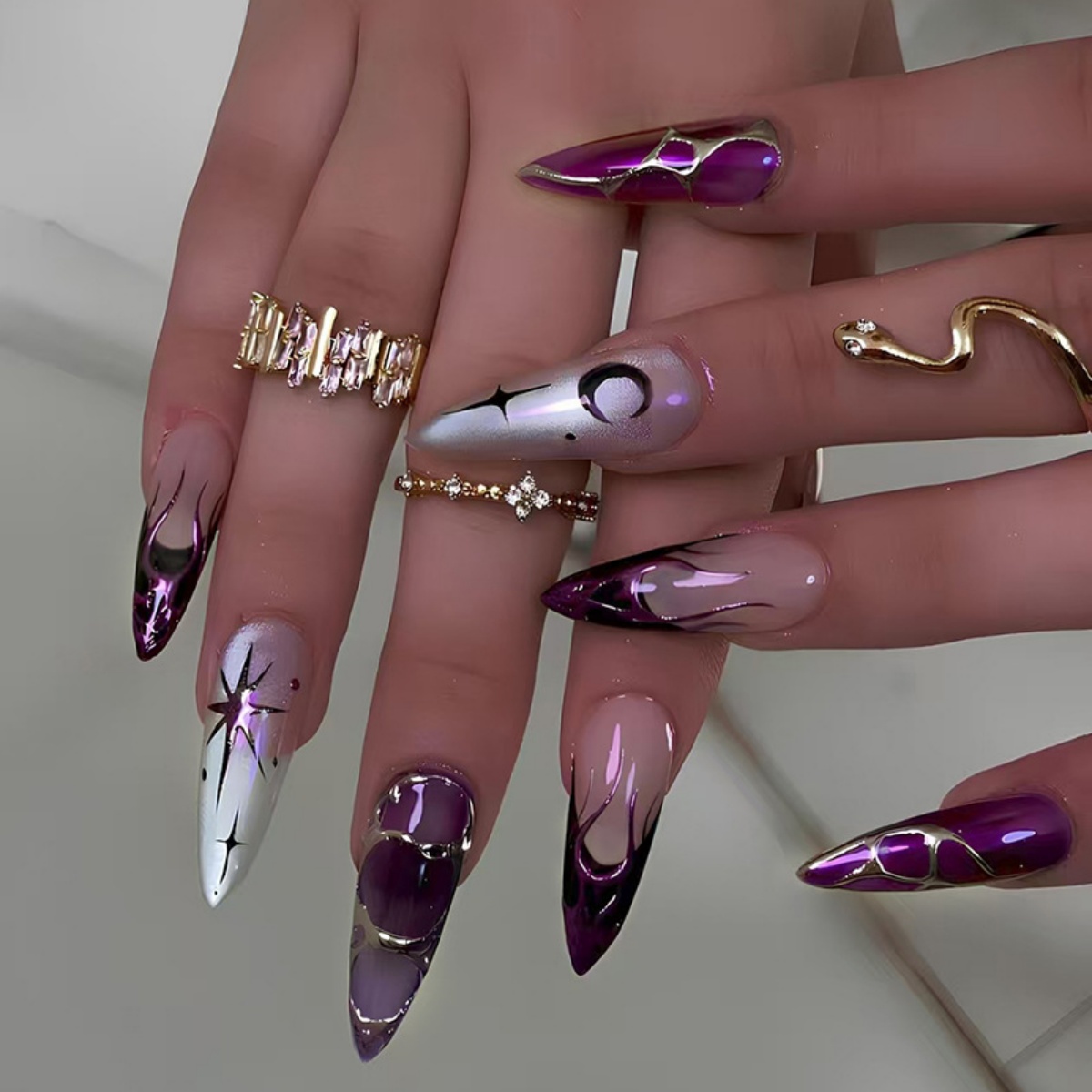 24pcs Cat's Eye Press on Nails - đánh giá và giá Nail Art Full Design