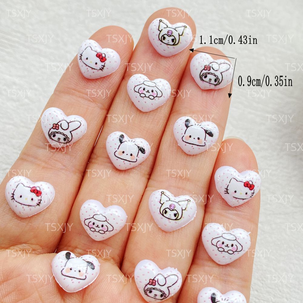 50PCS Mini Cartoon Heart Shape - đánh giá và giá Nail Art Motif
