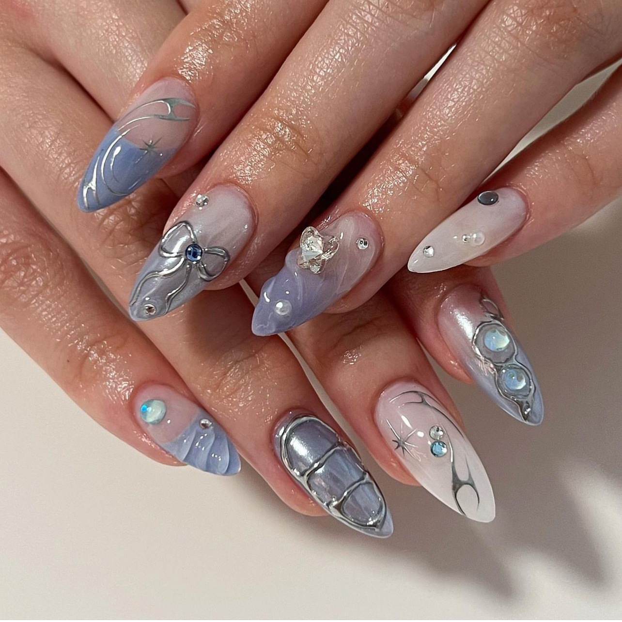 24Pcs Mid-length Almond False  - đánh giá và giá Nail Art Full Design