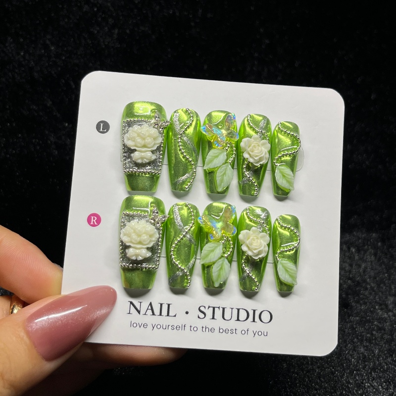 10PCS Rose Gold Press on Nails - đánh giá và giá Nail Art Rose Gold