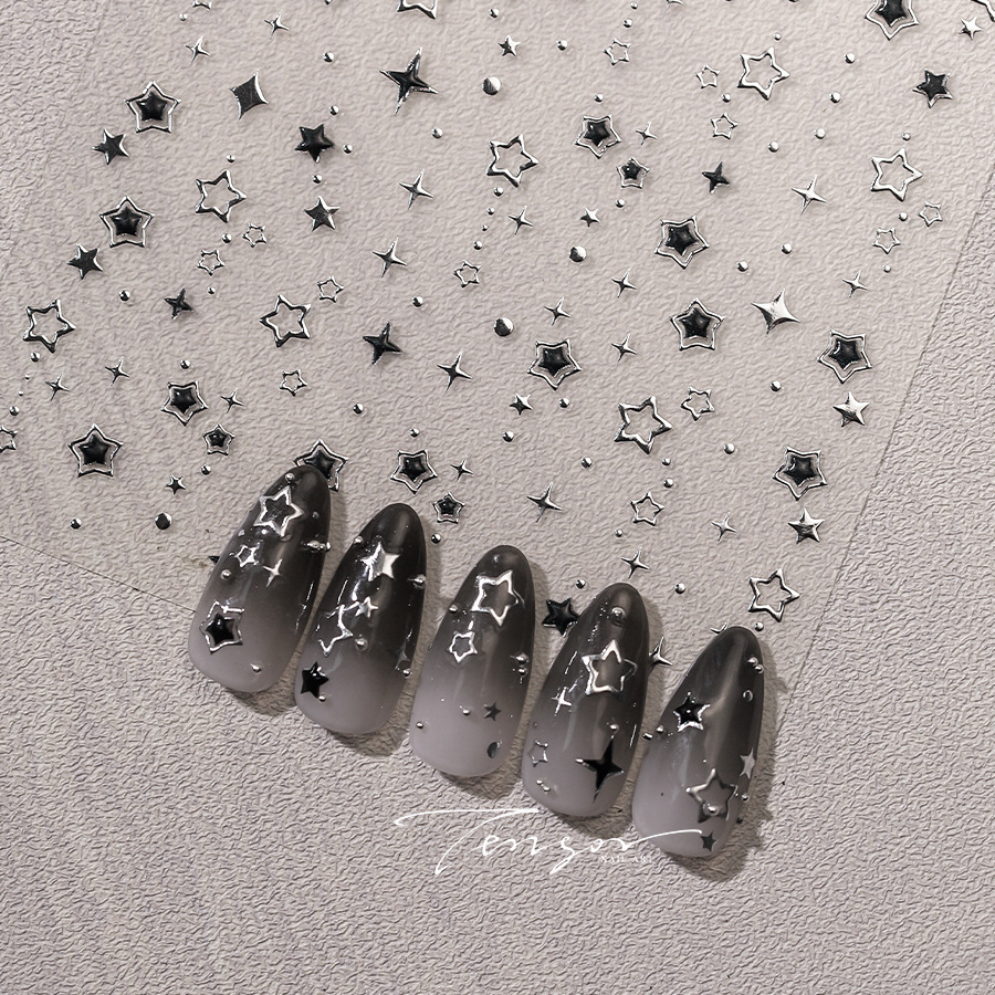 1pc 5D Y2K Gothic Metal Black  - đánh giá và giá Nail Art Motif