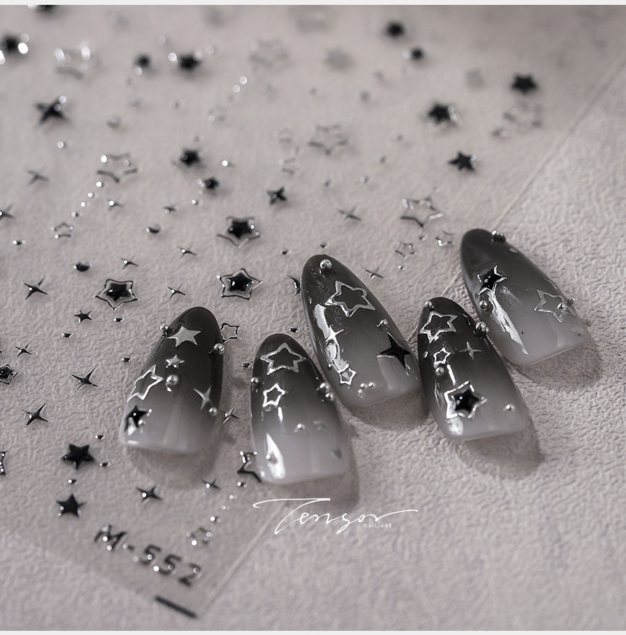 1pc 5D Y2K Gothic Metal Black  - đánh giá và giá Nail Art Motif